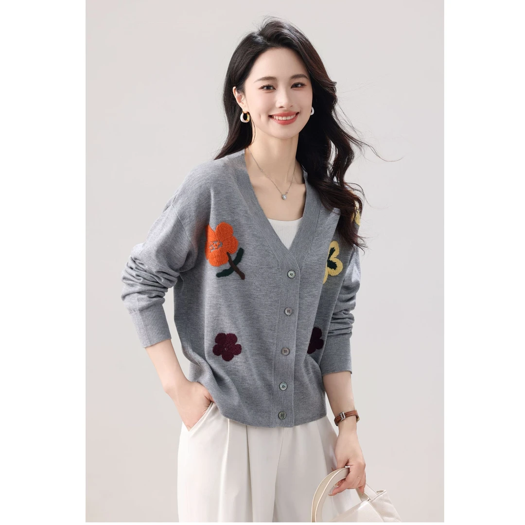 【早春新款】简约时尚百搭针织羊毛开衫25A1002