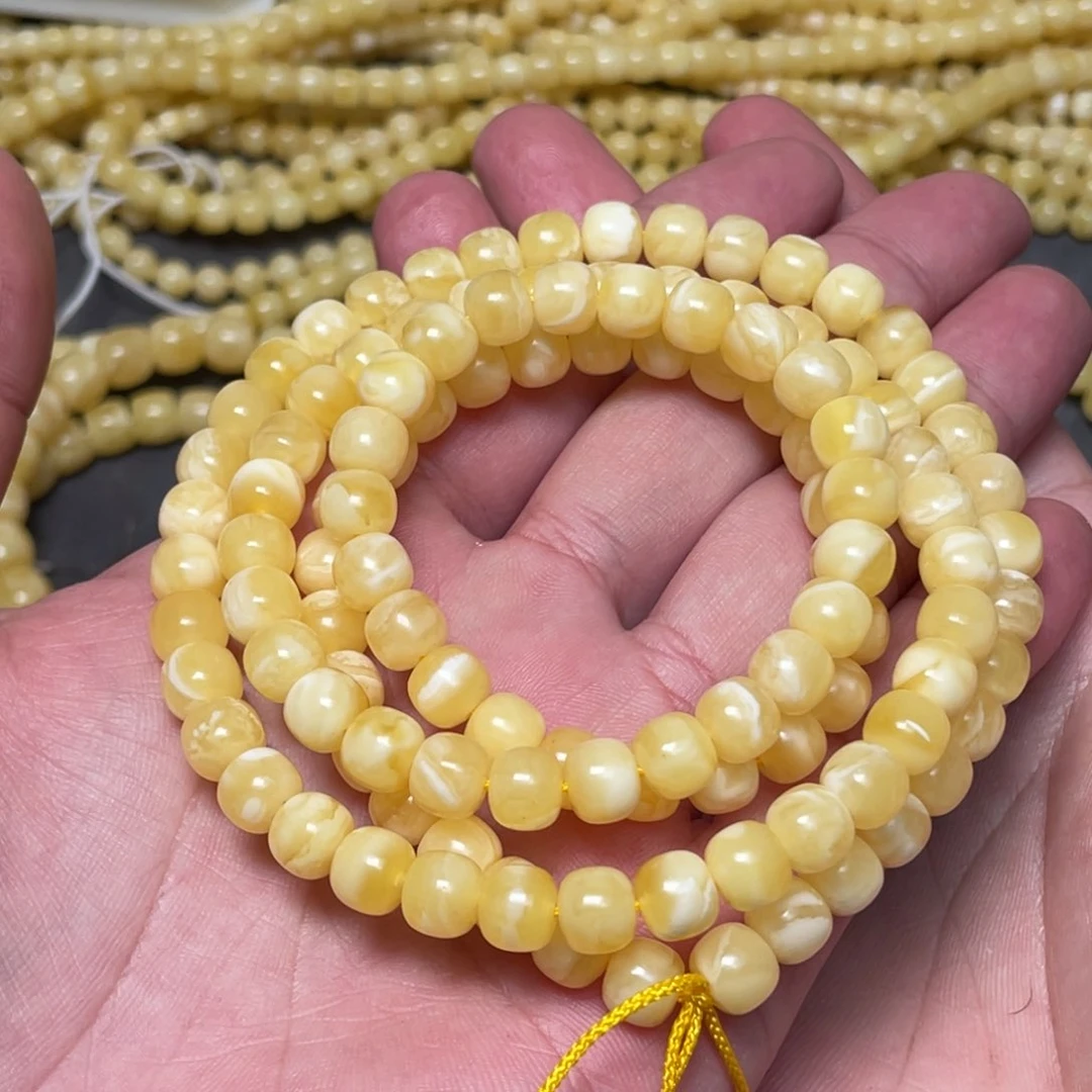 蜜蜡裸石未镶嵌L****L蜜蜡佛珠7.5mm