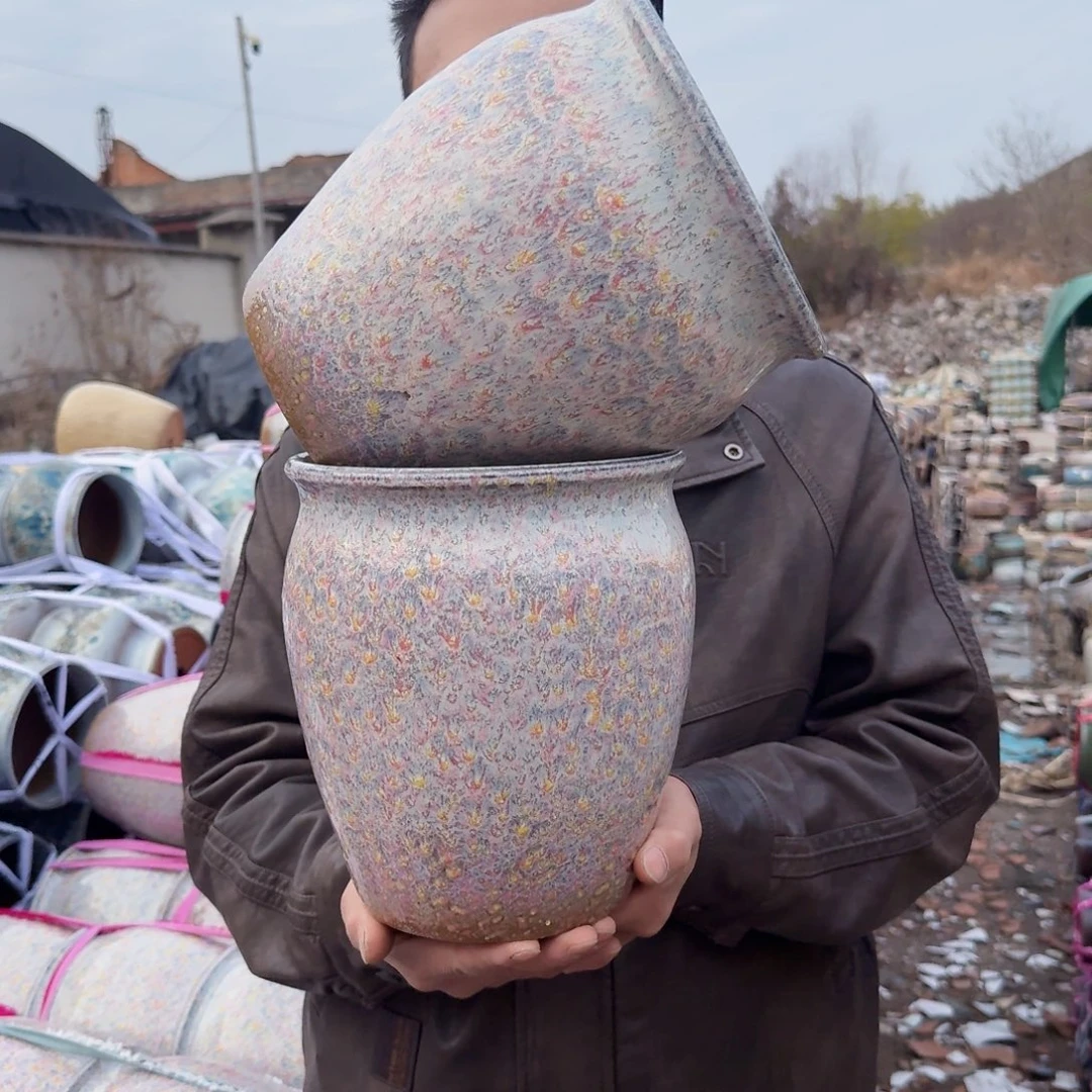 紫砂花盆口19高22.5（两个紫气