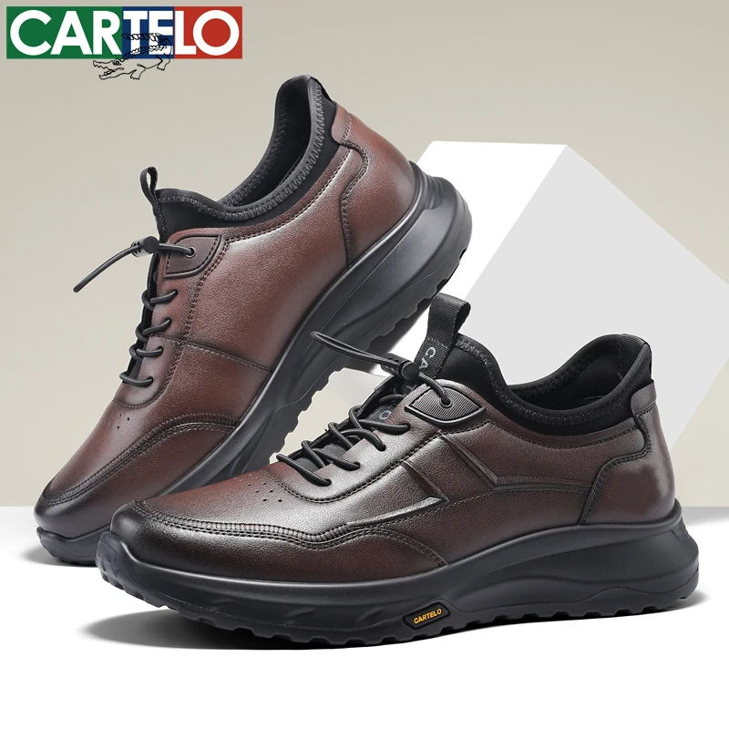 卡帝乐鳄鱼休闲男皮鞋2025年男士秋冬鞋真皮一脚蹬软底舒适爸爸鞋