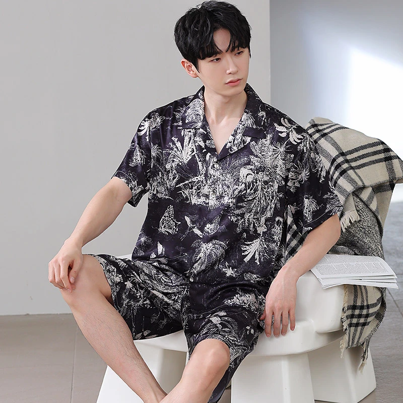 【好福份】夏季男士冰爽丝睡衣短袖可外穿家居服-24067国风泼墨