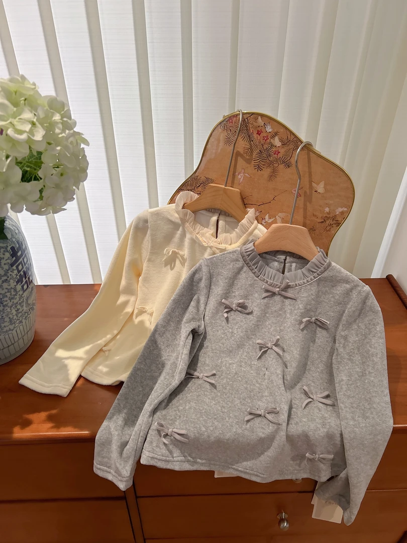 女童德绒打底衫花边领T恤