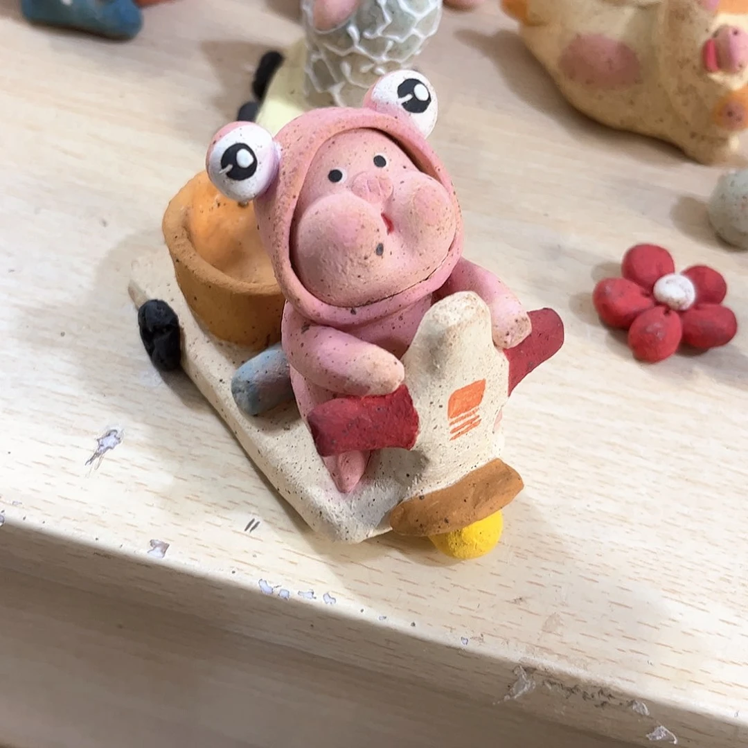 泥塑古镇炻陶花盆