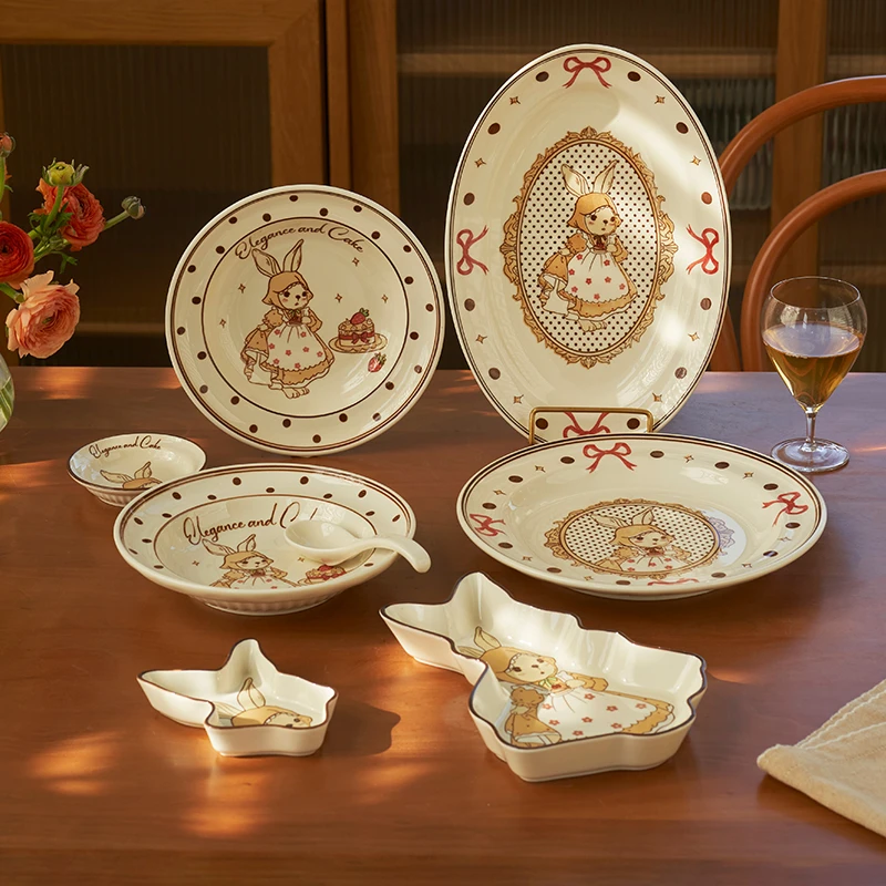 肆月索菲兔复古小碗2025新款餐具家用饭碗陶瓷碗高级感浪漫吃饭碗