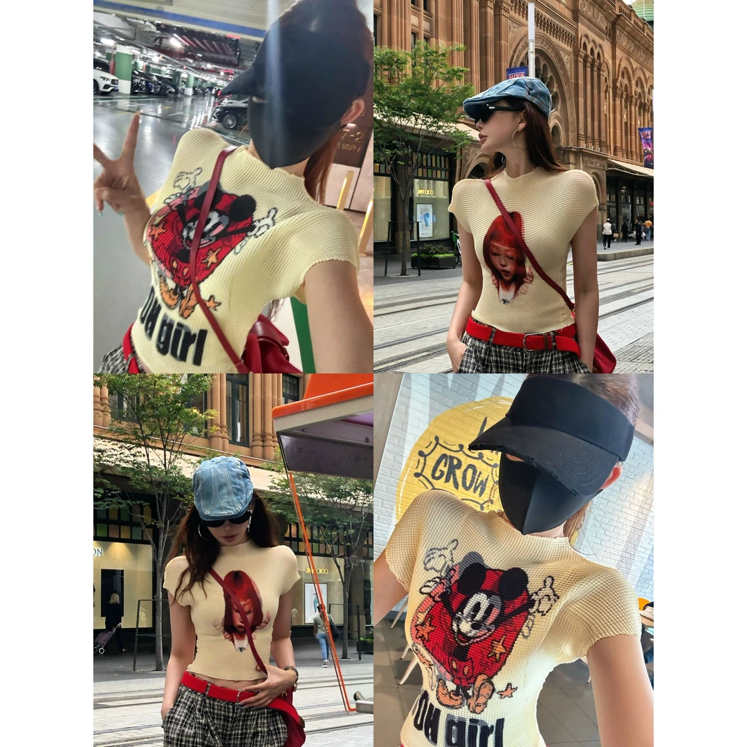 LI婉君【三宅头像T】韩系显瘦辣妹高弹修身短款上衣LWJ25A1T863