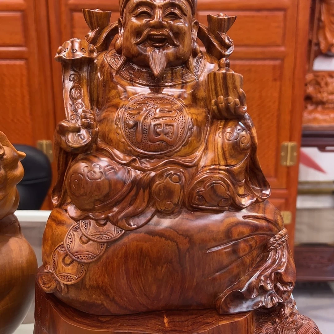 黄花梨手工雕刻带黄花梨底座
