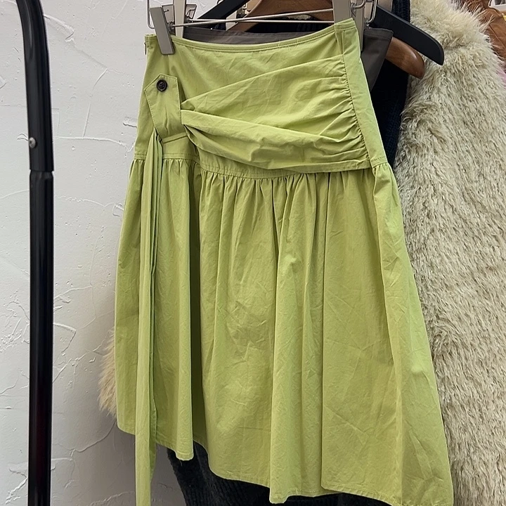 今天新款 有设计感绿色半身裙M