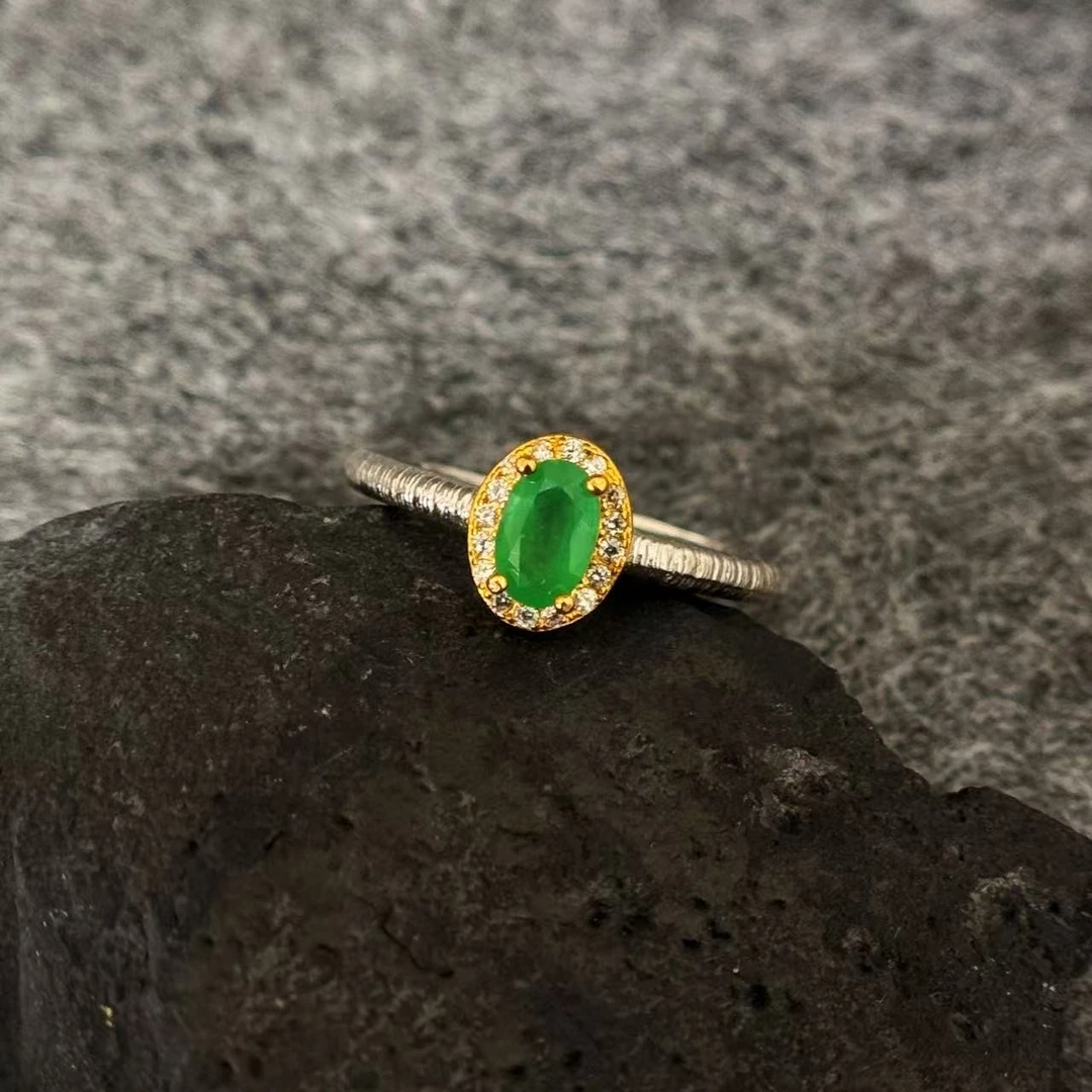 ZBZMJ593-天然祖母绿戒指（主石约80分  ）