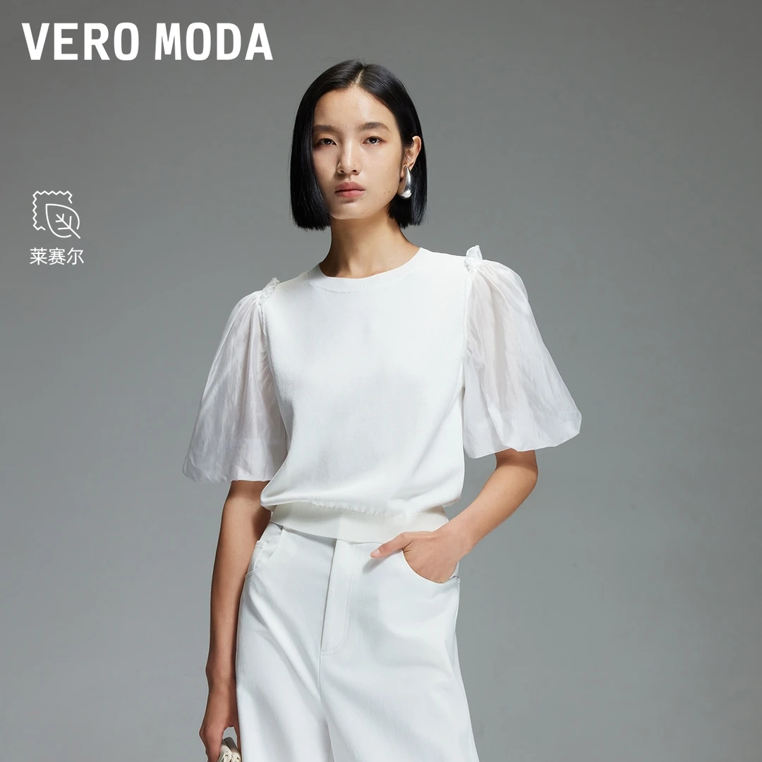 Vero Moda针织衫【云朵泡芙】2025新款泡泡袖显瘦上衣时尚325324029