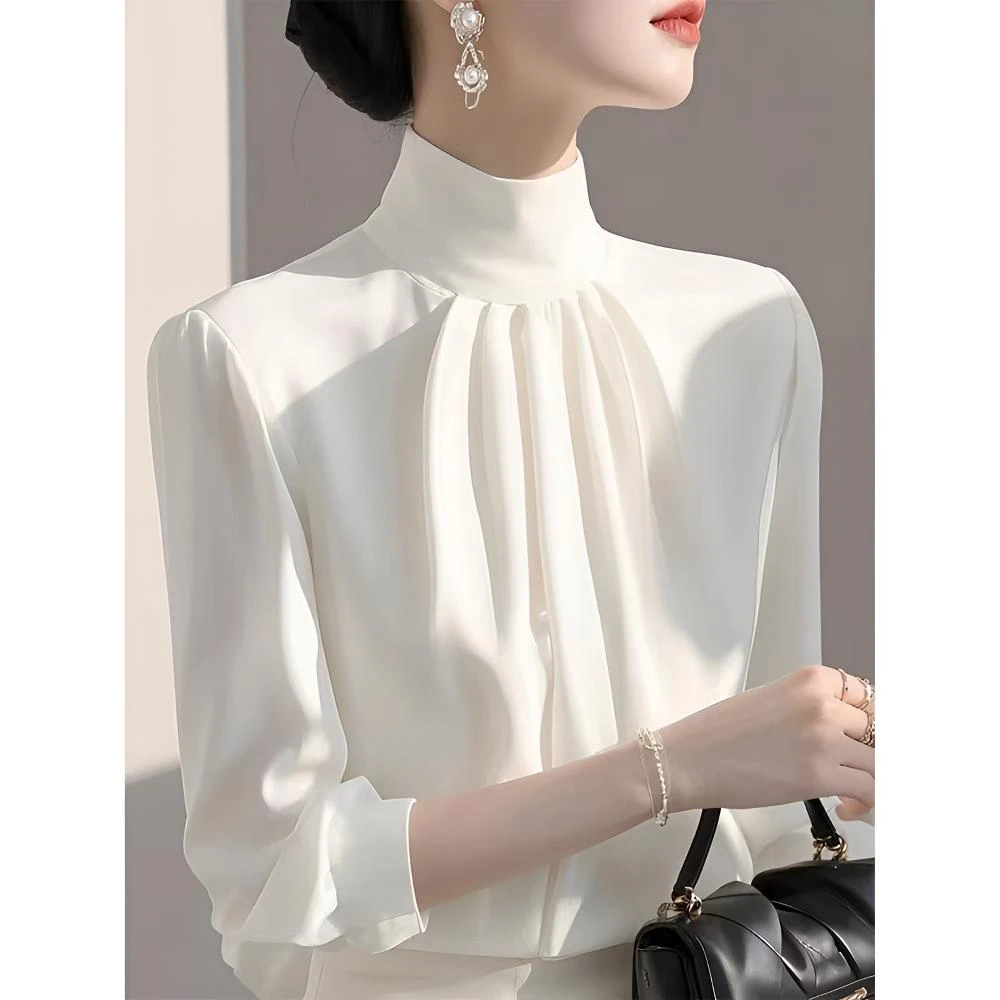 春季法式独特漂亮轻奢减龄洋气小众高级感超好看白色通勤长袖衬衫