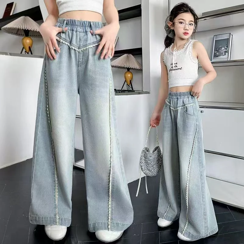 韩范潮搭~女童夏季薄款牛仔短裤宽松休闲中大童女孩七分裤合集