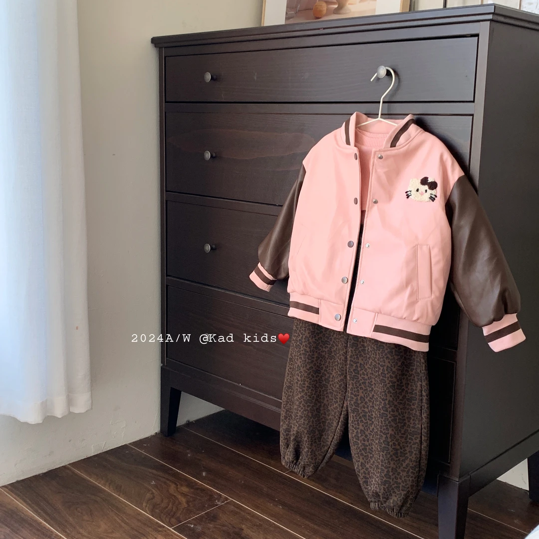 [现货]K3006-皮棒球服(棉衣)+K1275-收口豹纹裤（加绒）