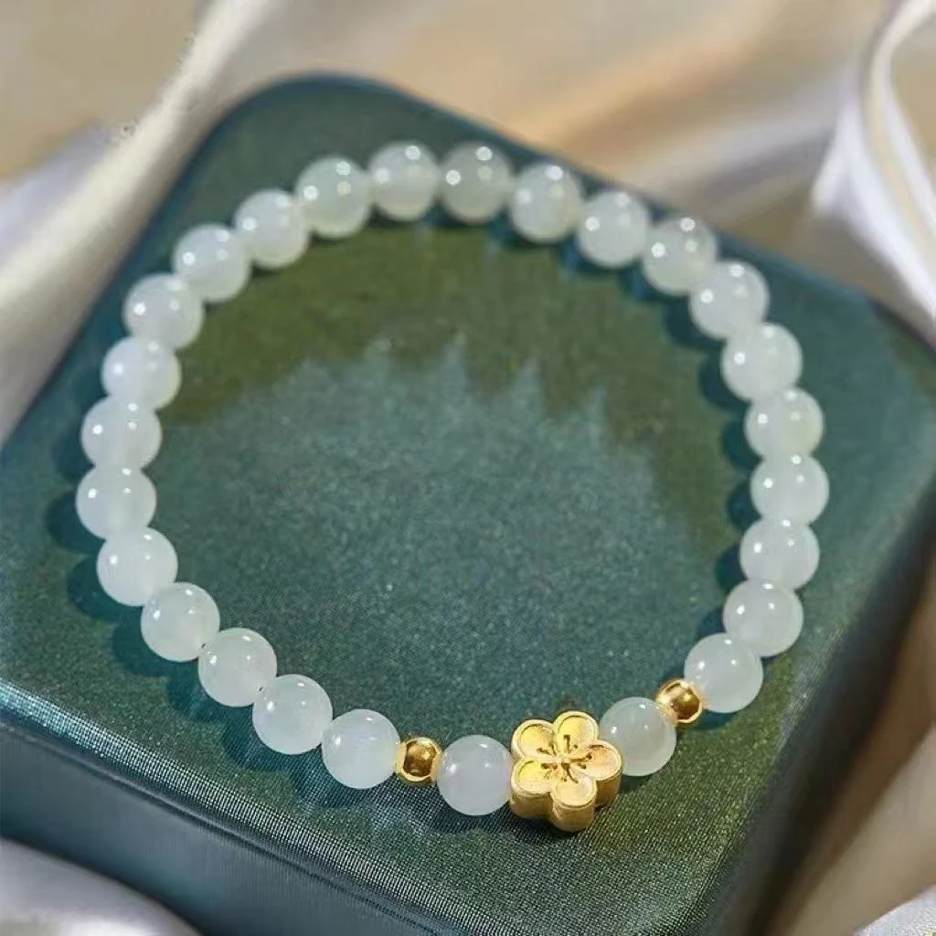 黄金补贴足金桃花搭配天然玛瑙手串（证书）