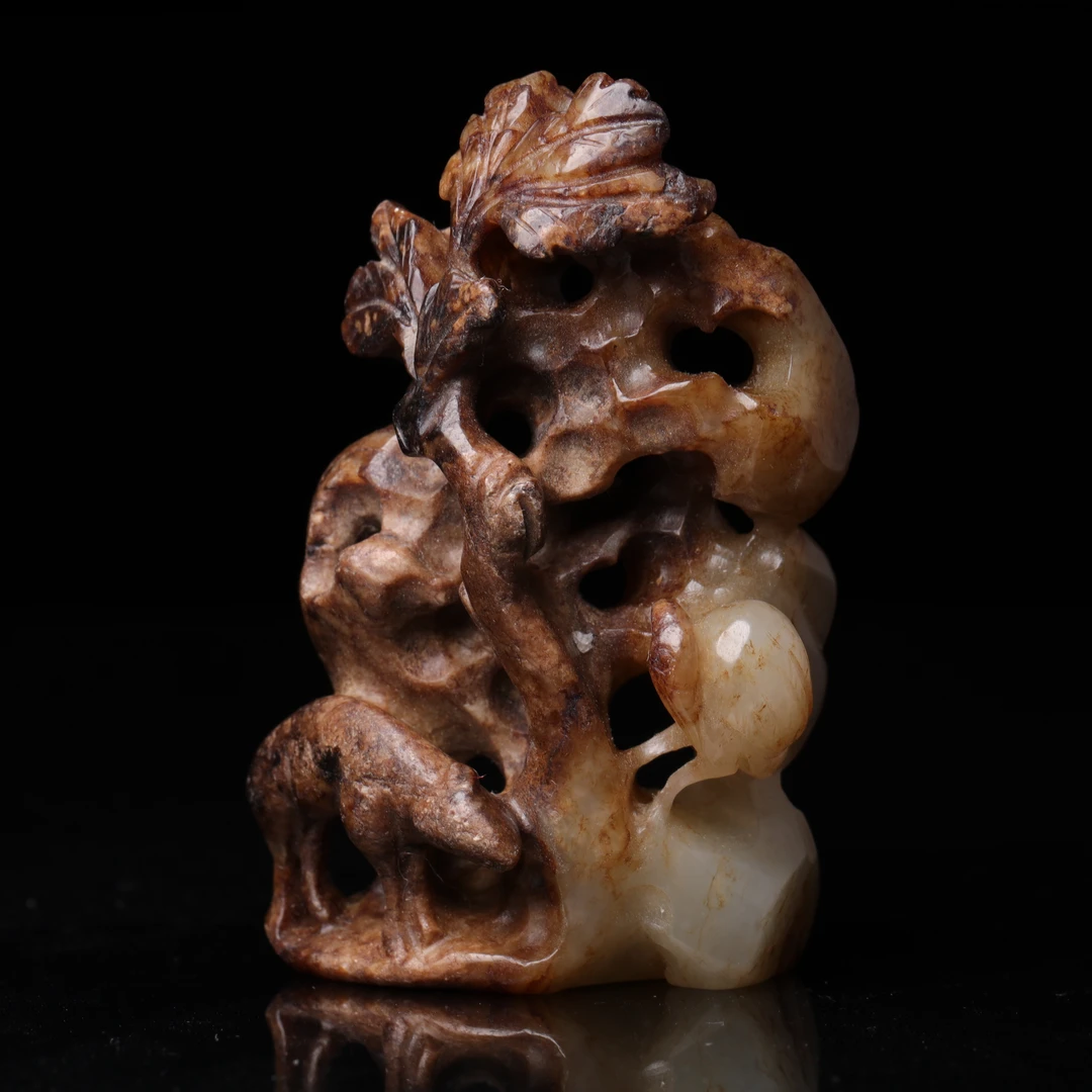 明代和田玉秋山鹿文房山子-CS