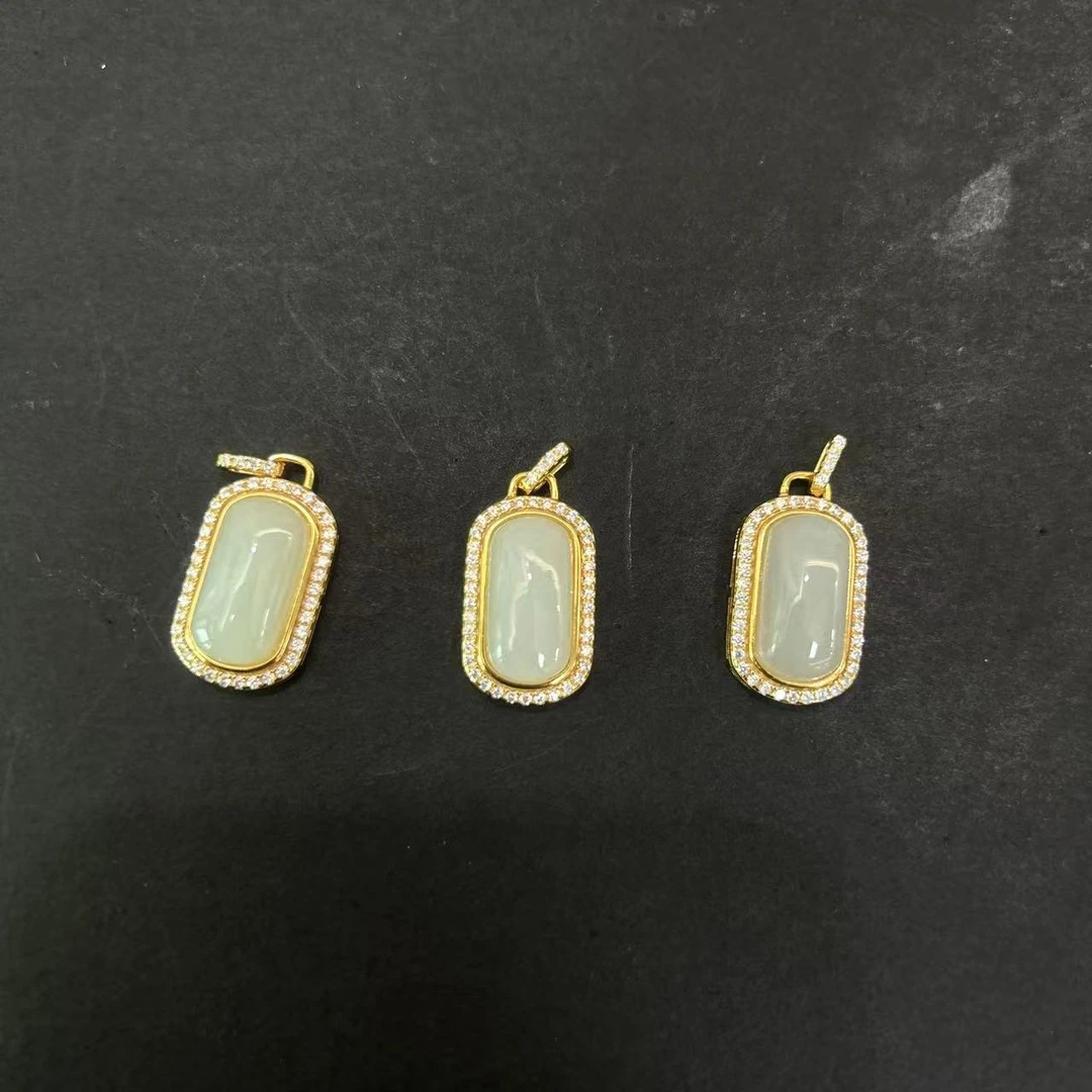 925和田玉椭圆豪镶吊坠（多样性发一件）