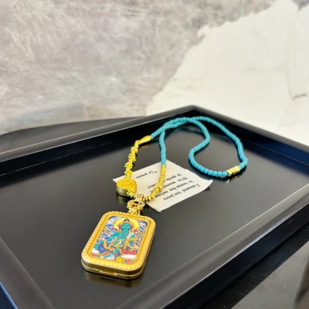 铜合金项链 唐卡 绿度母项链XL2718