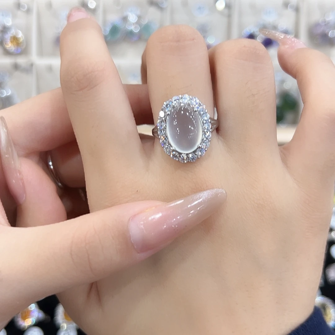 美****岫玉银S925镶嵌戒指