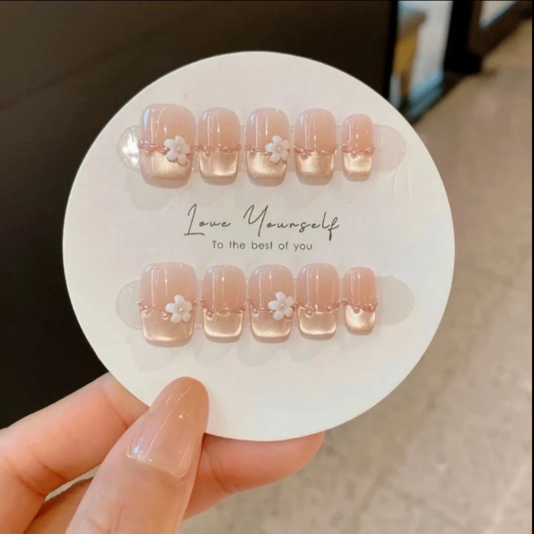 【七里香】春夏高级简约猫眼显白花朵ins气质高品质纯手工穿戴甲