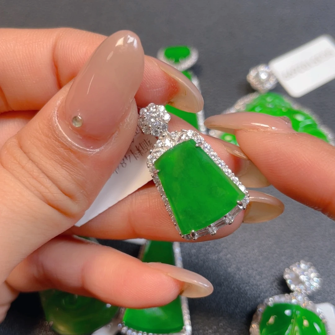 翡翠银S925镶嵌挂件