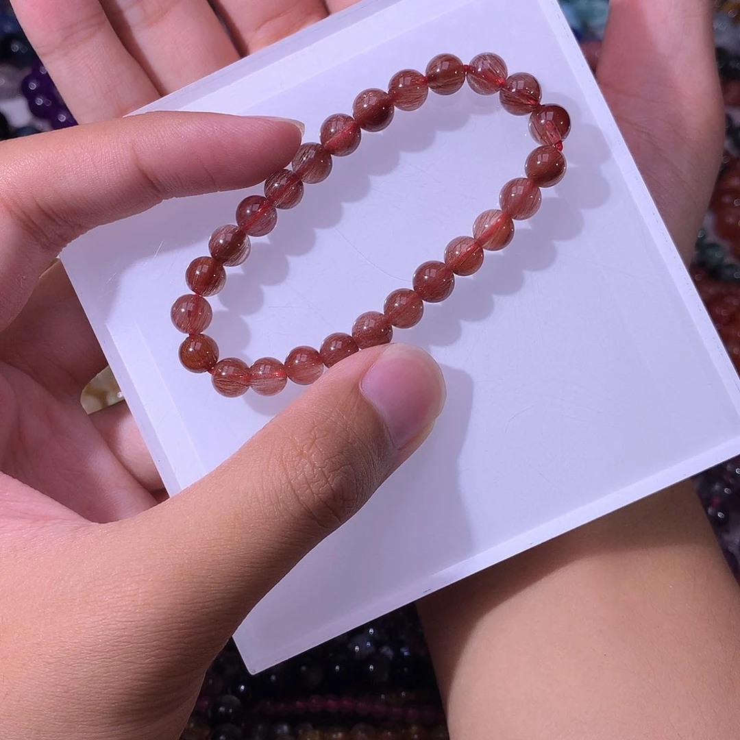 M***)水晶手链未镶嵌高品红发7