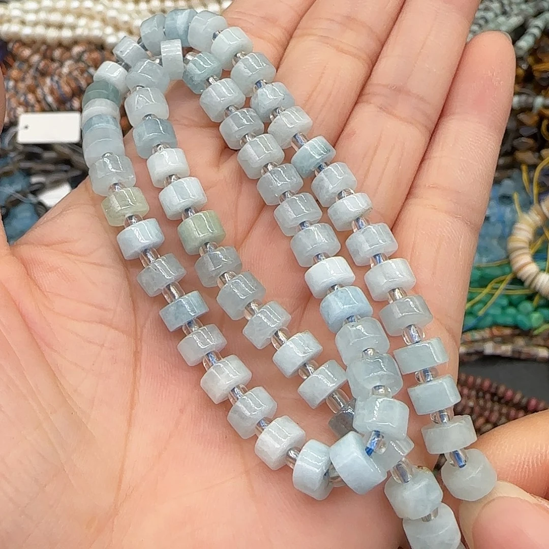 合金玛瑙/玉髓珠宝半成品海蓝宝6mm一条
