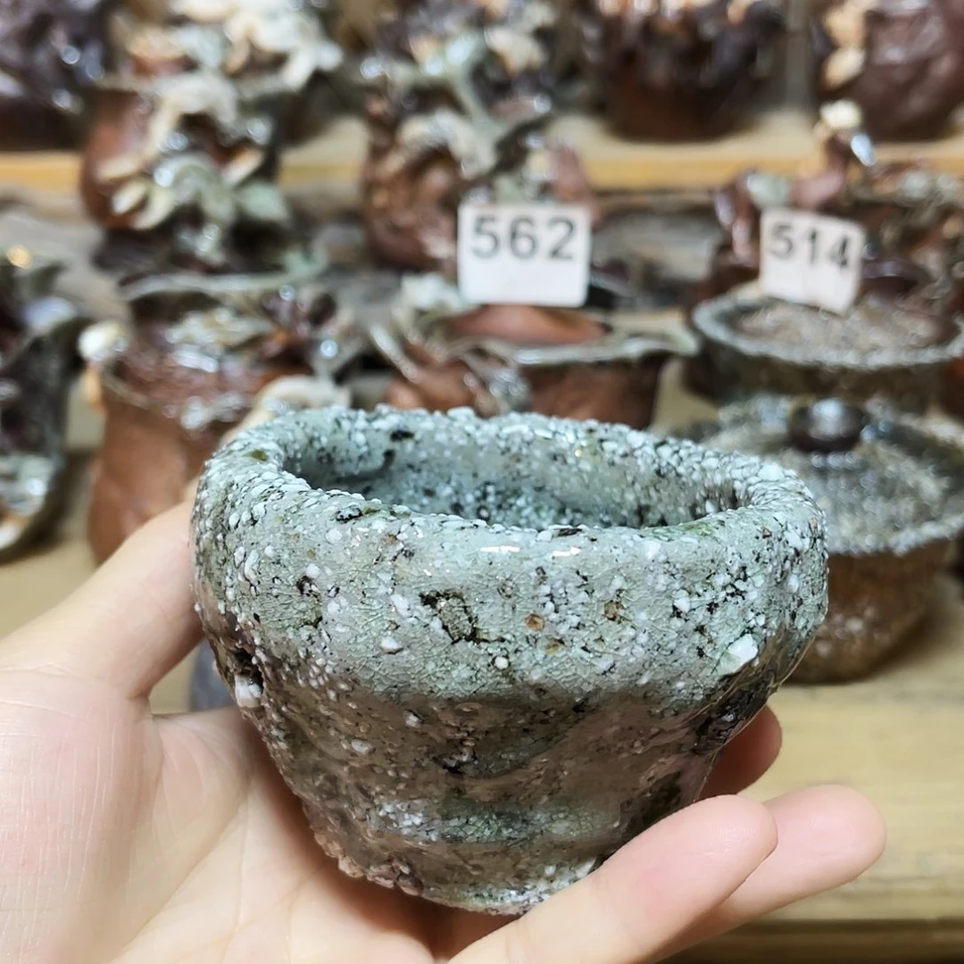 柴烧石头手捏复烧杯