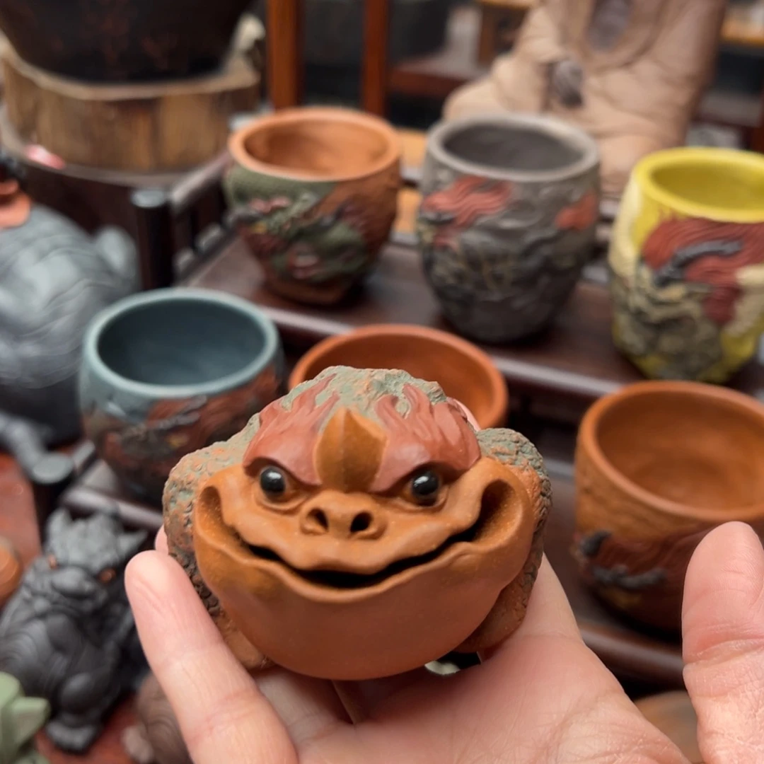 紫砂茶宠迷你天蟾紫砂