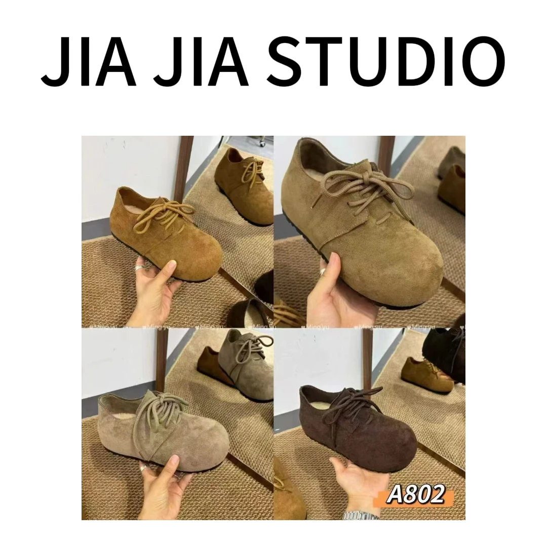 嘉嘉推荐#802【冬季加绒加厚款】内增高厚底复古勃肯鞋