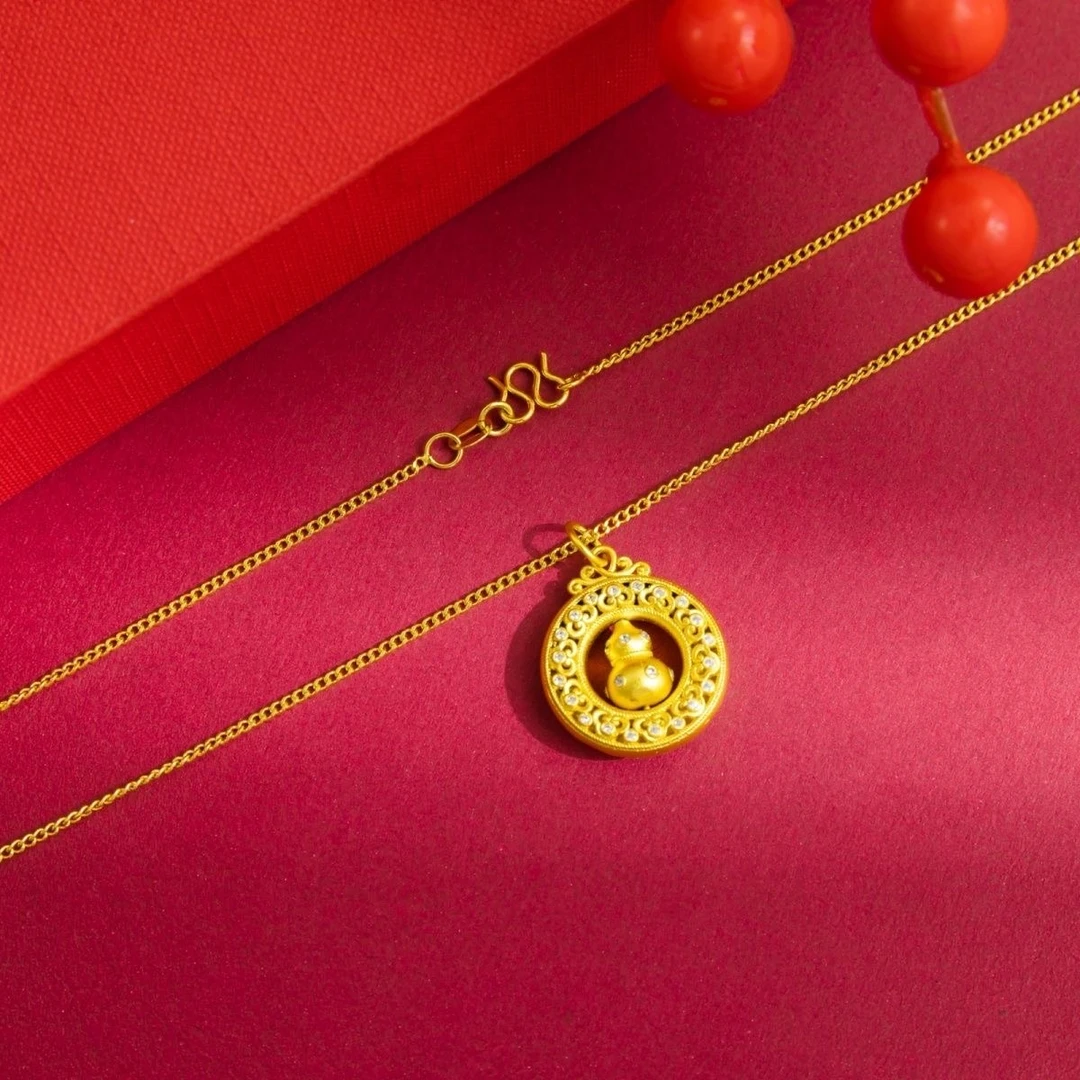 钨合金项链 时尚女士古法镶嵌环环相扣精美坠链FXW-6004葫芦项链