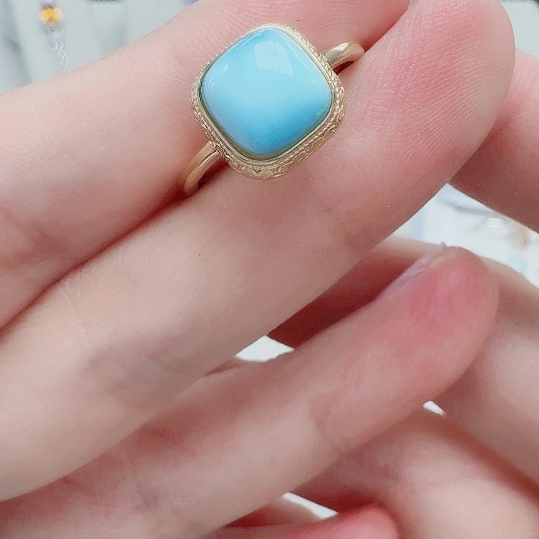 针钠钙石（海纹石）银S925镶嵌戒指戒指