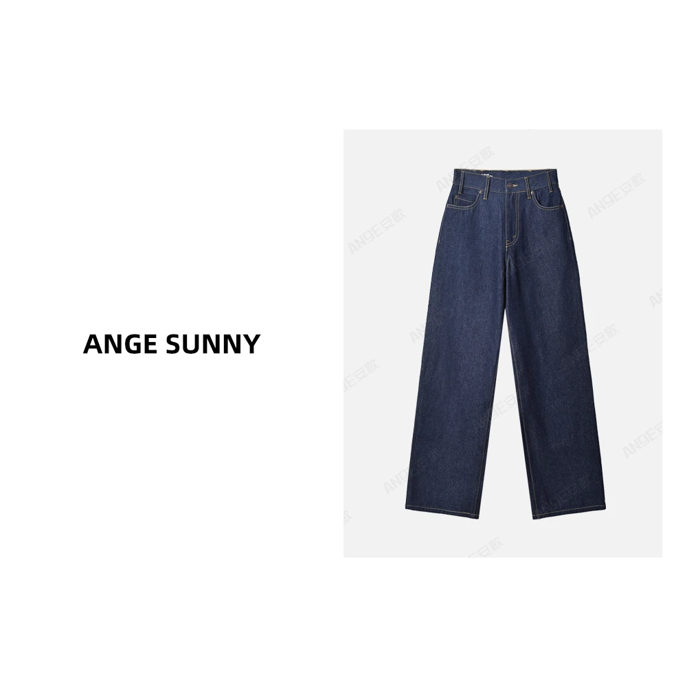 ANGE SUNNY【凯旋门 原色牛仔裤】时尚新款 休闲百搭直筒牛仔裤