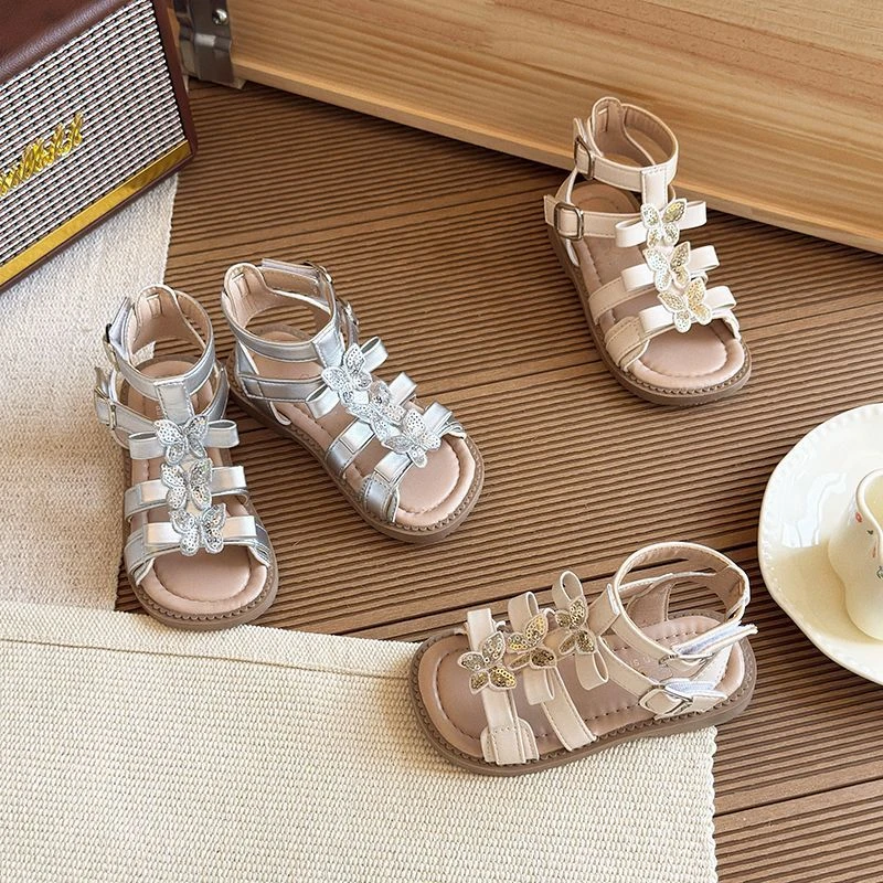 女童凉鞋罗马鞋2025夏季新款宝宝软底公主鞋女孩儿童沙滩鞋女童鞋