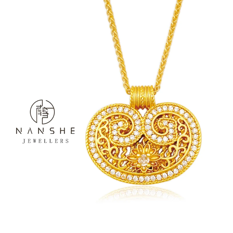 NANSHE/南奢 如意锁妙莲锁包小胖锁镂空项链L973 xy