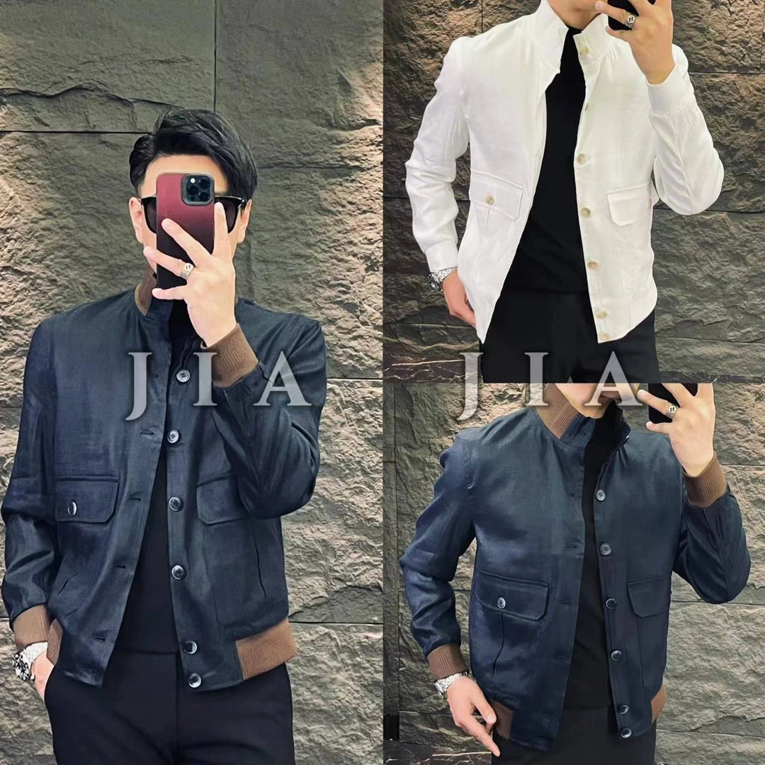 K 轻奢高品6668欧货男士春季时尚棉麻休闲夹克