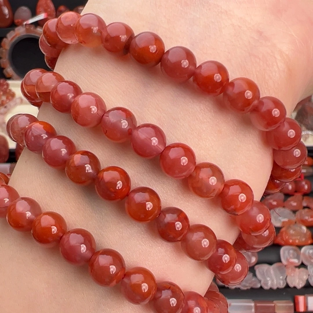 南红玛瑙未镶嵌颈饰火焰多圈卡6+