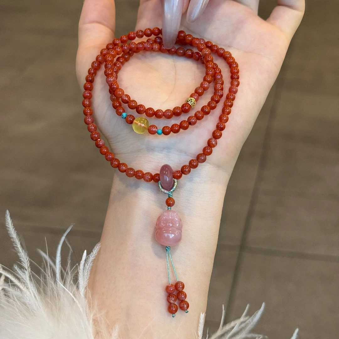 【开门红】南红三圈原创设计感天然玛瑙手串女高级感ZAAA518
