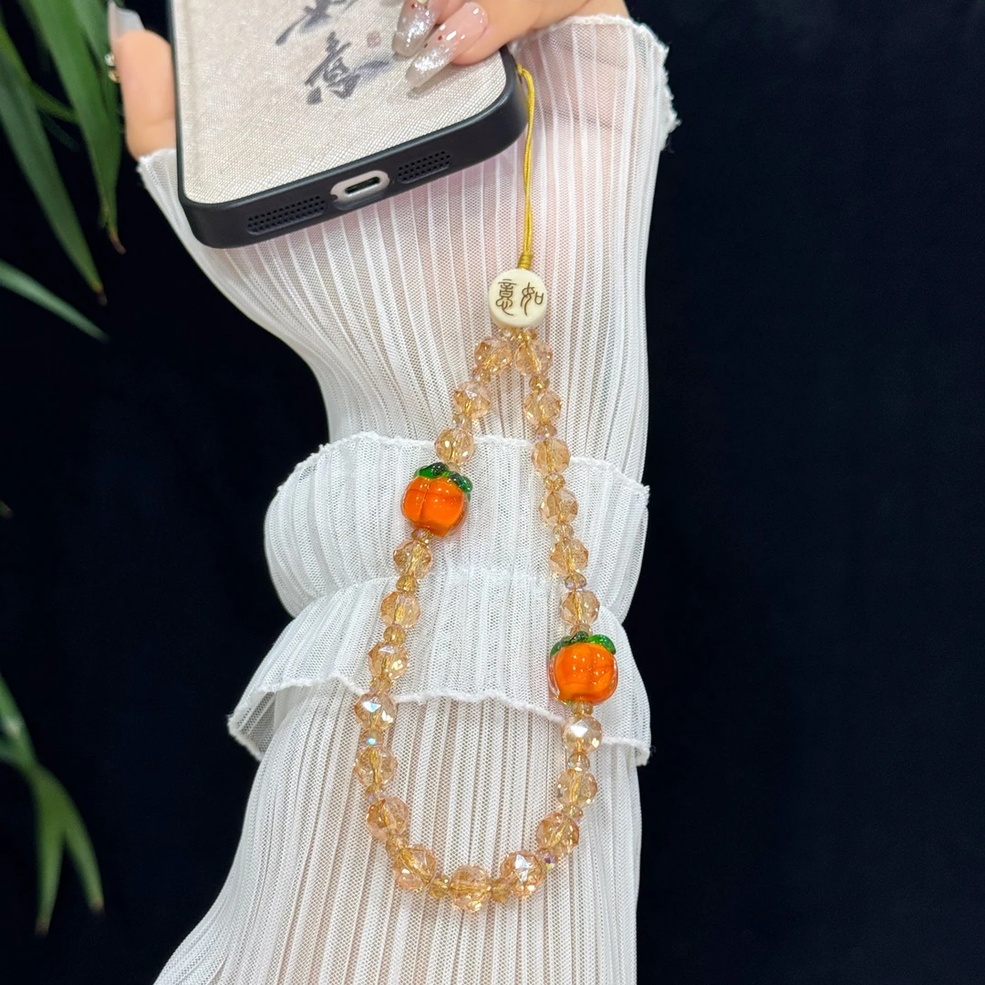 时尚高级感柿柿顺利如意手机链挂绳防摔防丢挂件女款手工手机绳