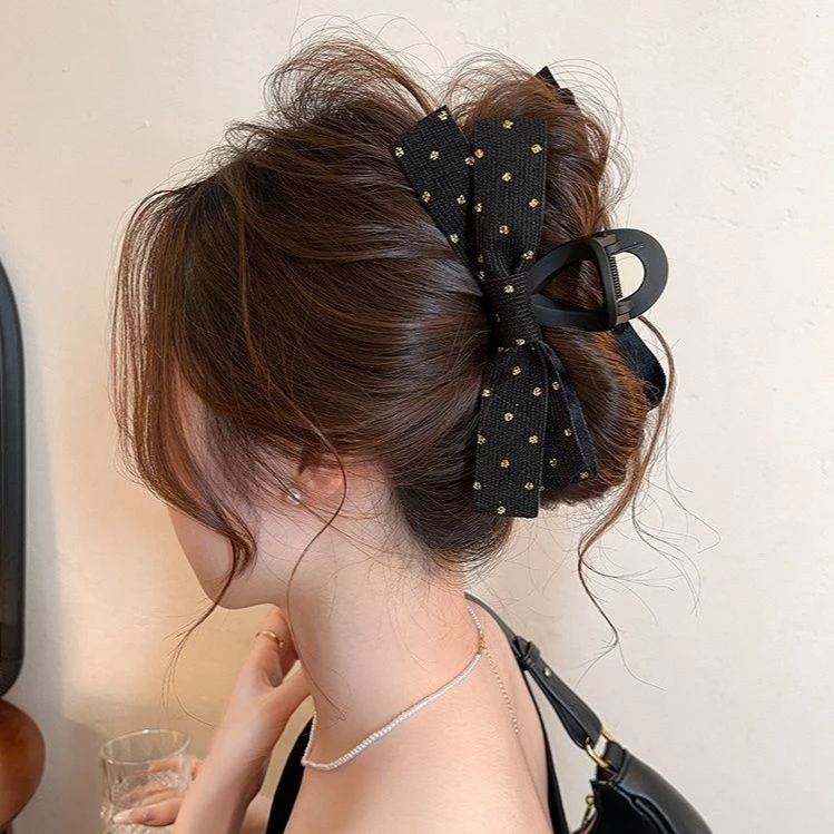 星空蝴蝶结抓夹2025新款大号鲨鱼夹后脑勺盘发夹成人夏季高端发饰