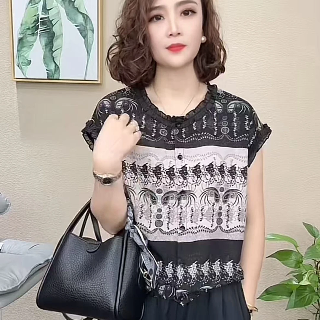 2025洋气百搭减龄显瘦新款气质女短袖设计感上衣#919