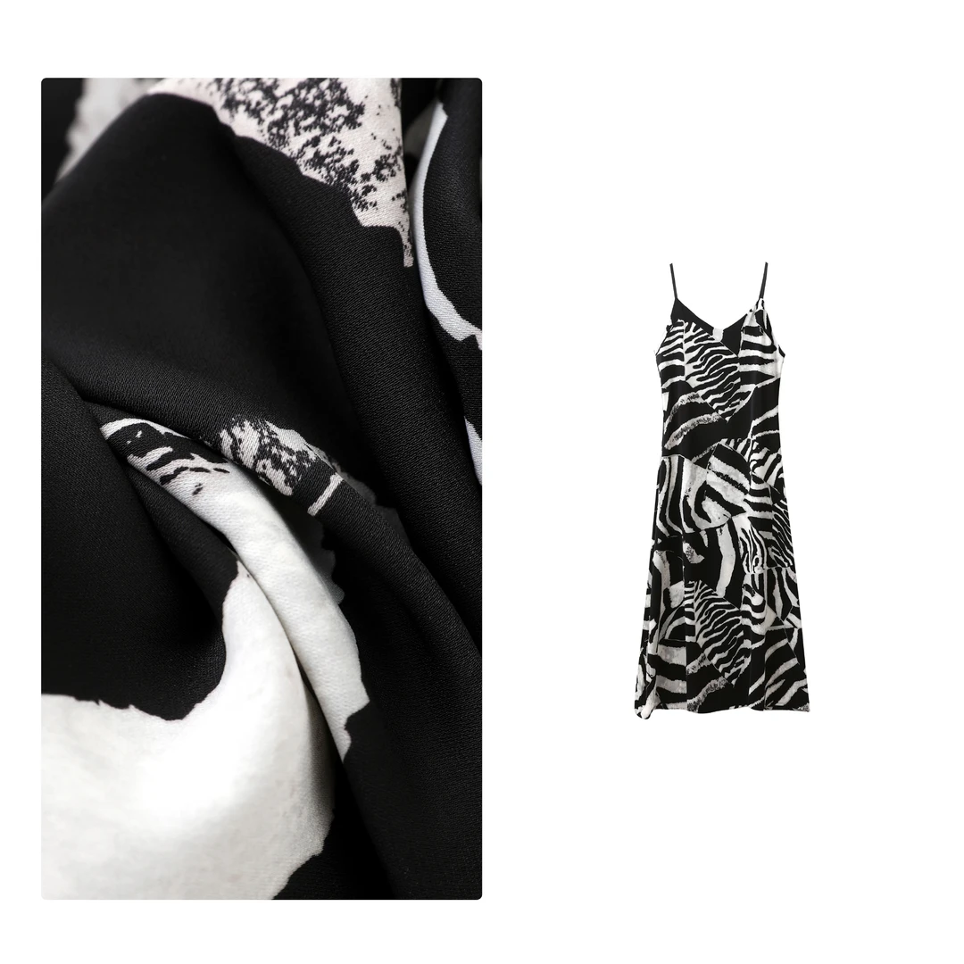 B 门店36&9！斑马纹吊带裙！百搭清凉丝滑显瘦吊带连衣裙女 C21061