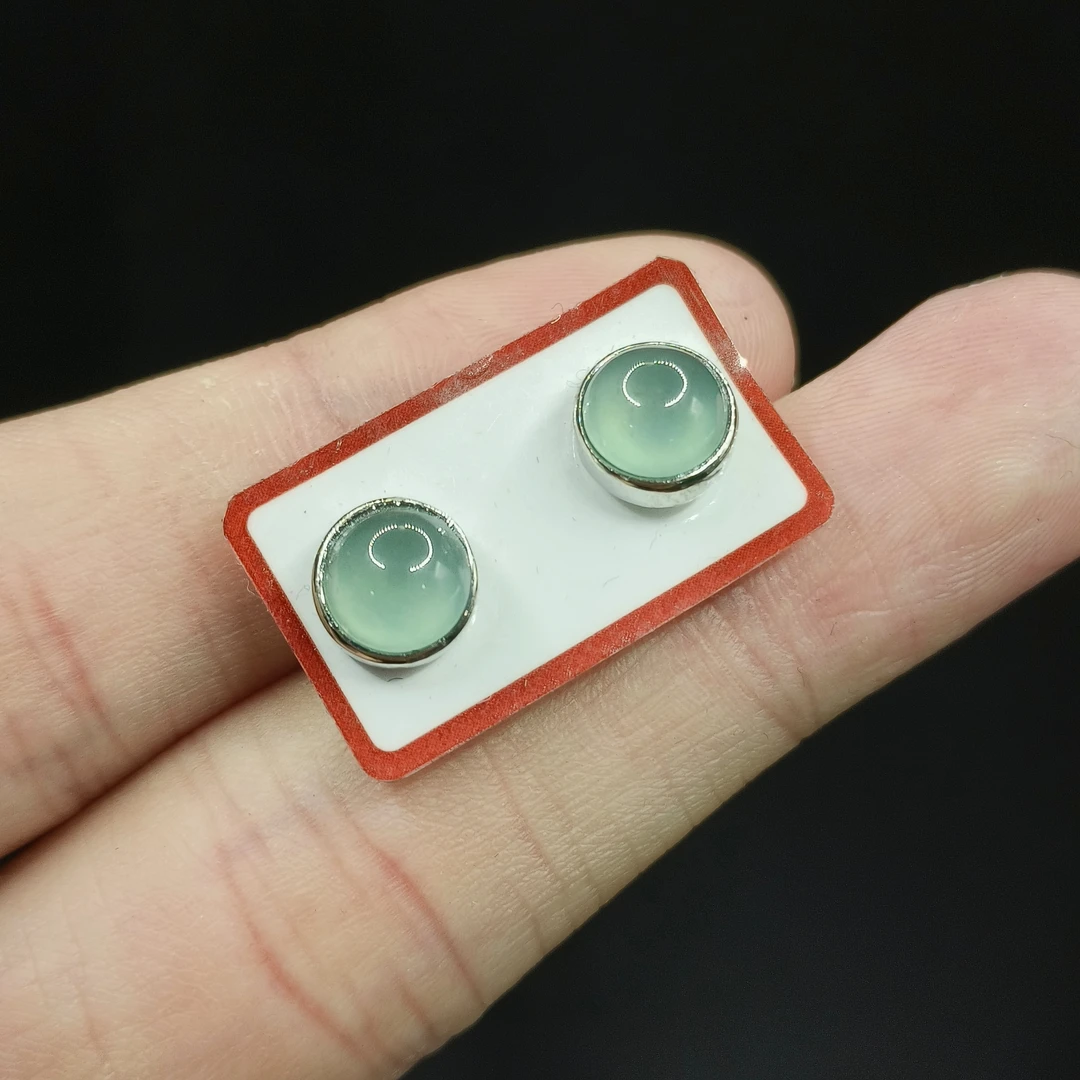 【李想精选】翡翠蛋面耳钉Y41约7mm