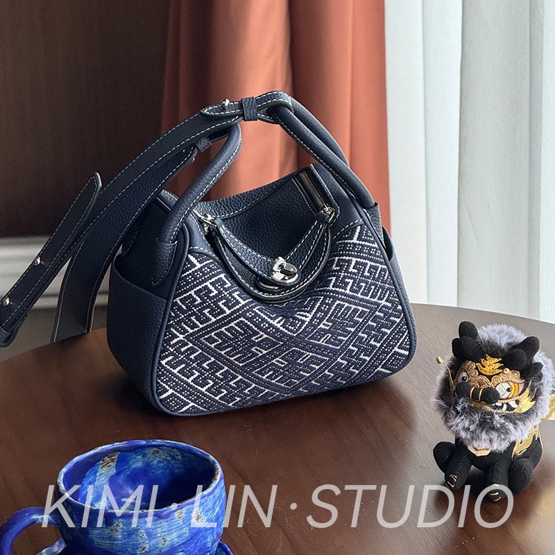 非遗名家壮锦工艺单肩斜挎女士百搭轻奢日常通勤小众真皮托特小包