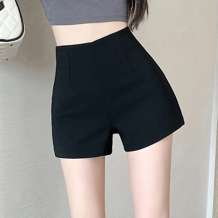 辣妹黑色短裤女外穿夏高腰a字紧身弹力小个子防走光安全打底热裤