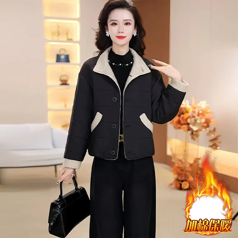 高端时尚设计感短款棉服女2025年冬季新款减龄气质百搭显瘦外套