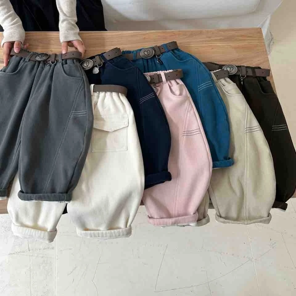 6L02。2657冬季一体绒休闲裤童装