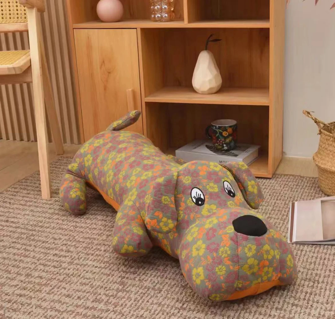 全棉双层纱大狼狗玩偶多功能抱枕靠垫适合母婴使用