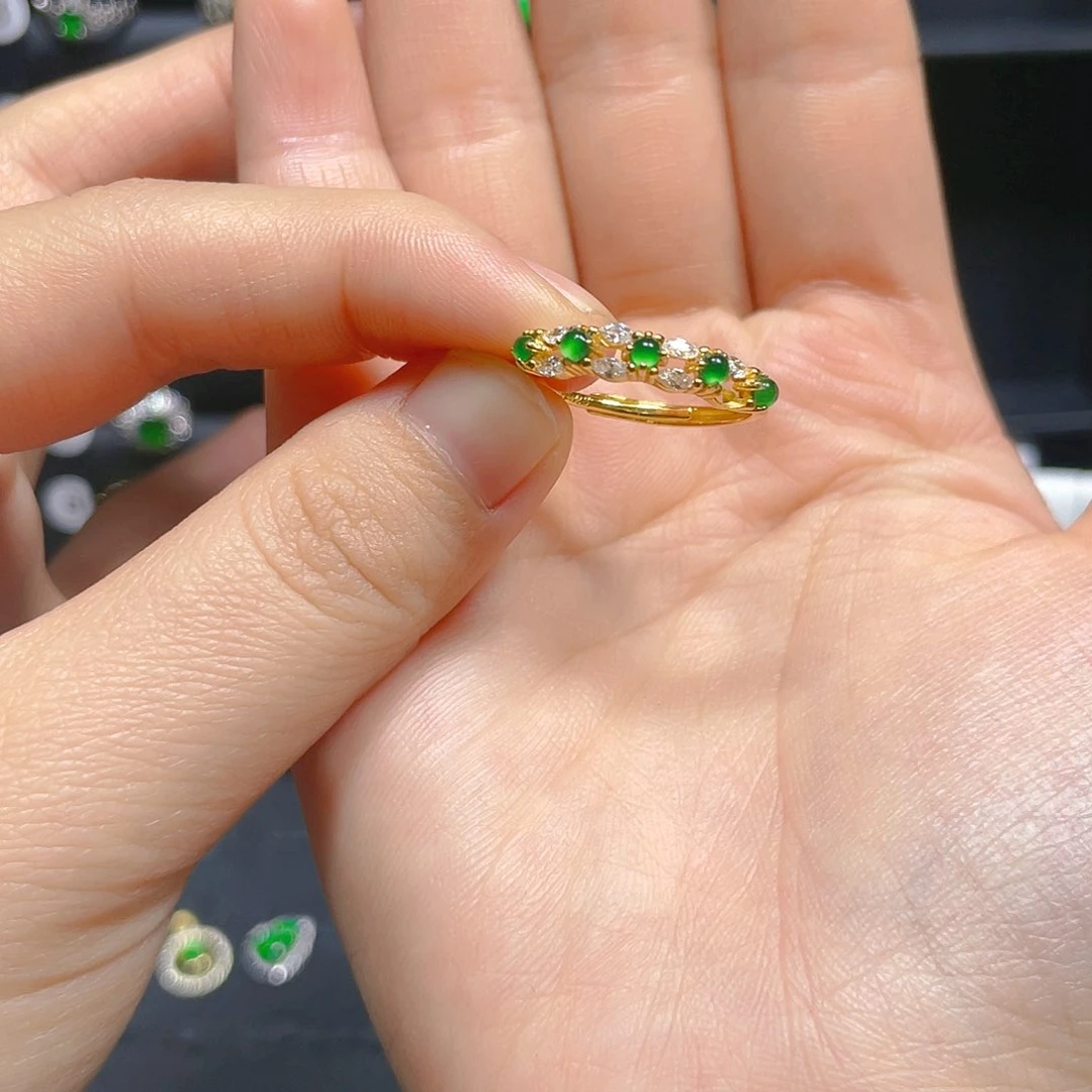 翡翠戒指银S925镶嵌戒指