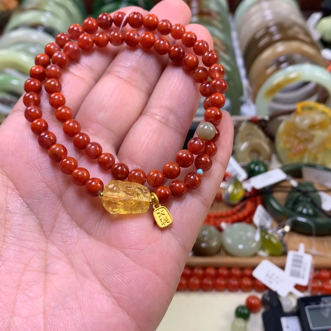 南红玛瑙未镶嵌手链卡0.6