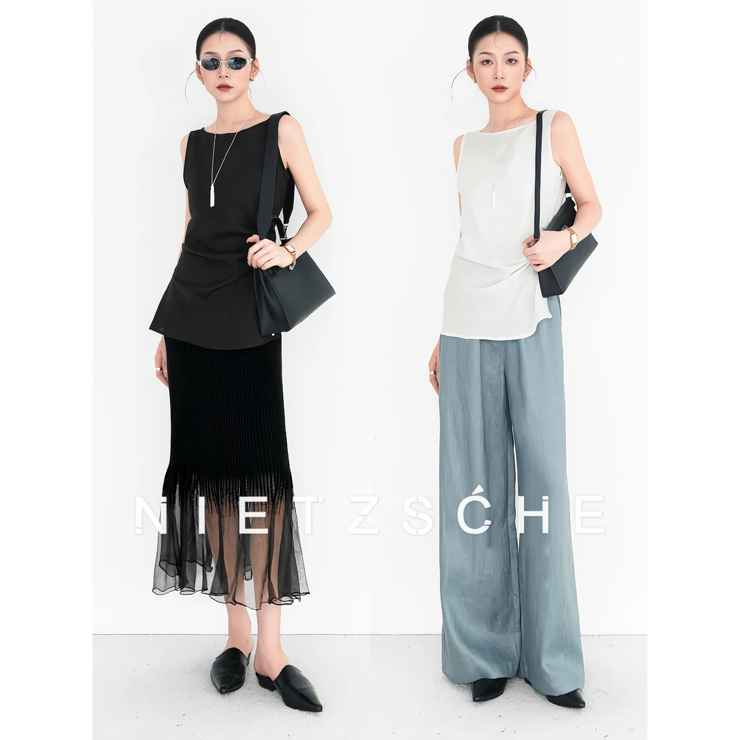 Nietzsche｜英法老钱｜亚麻x莱赛尔法式jue美简约气质背心50093