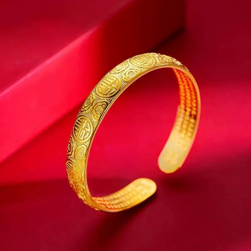 【福利款】古法精工打造经典开口满福心经如意手镯